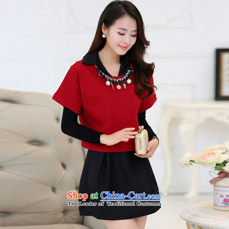 Mr. Ni Terrace Nga  2015 Autumn on large female two-piece small incense wind dresses T111 Red   4XL, O'ni terrace Nga , , , shopping on the Internet