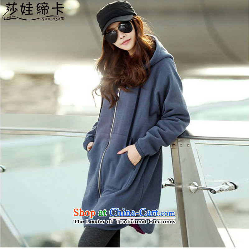 Elisabeth wa concluded to increase female card loaded thick winter jackets with sister lint-free Fall_Winter Sweater female thick mm larger female thick girls' Graphics thin, BlueXL 130 to 180 catties can penetrate