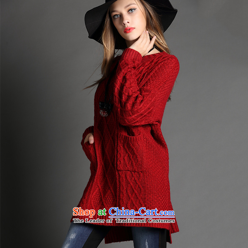 Overgrown Tomb economy honey silk extra-thick mm2015 women Fall Classic long in plaid long-sleeved Pullover Sweater Knit- 1011 big red Code 160, about 3XL Overgrown Tomb Economy (MENTIMISI honey) , , , shopping on the Internet