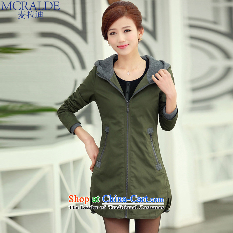 Mr Vladimir 2015 Fall_Winter Collections Of new women's thick MM larger windbreaker. Long increase video large thin female jackets female army green?XXXL 4-7222