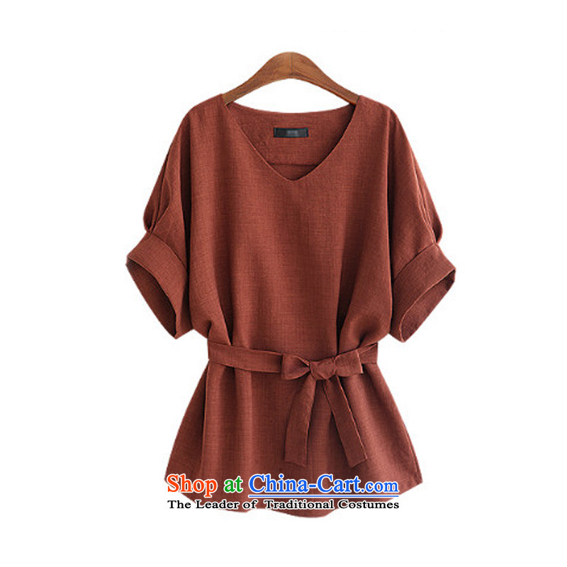 O Ya-ting to increase female dress code, forming the waist shirt 2015 autumn and winter new thick mm video thin king short-sleeved T-shirt female clothes 625 wine red 2XL 125-145 recommends that you, O Jacob aoyating Ting () , , , shopping on the Internet