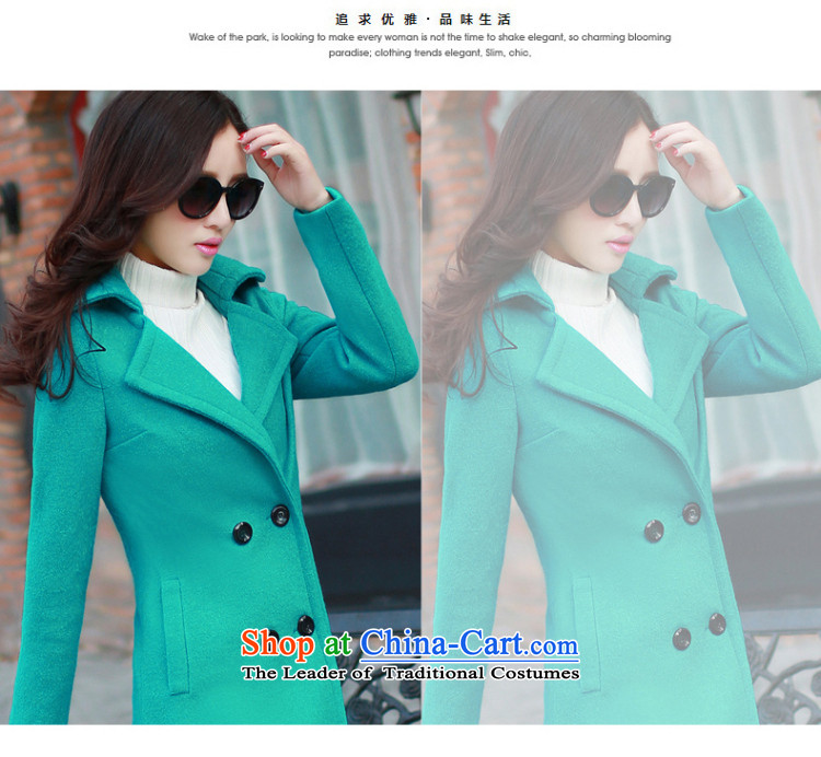 2015 Fall/Winter Collections Korean citizenry Stylish coat Sau San simple Western business suits in long-sleeved long double-coats female green gross? L picture, prices, brand platters! The elections are supplied in the national character of distribution, so action, buy now enjoy more preferential! As soon as possible.
