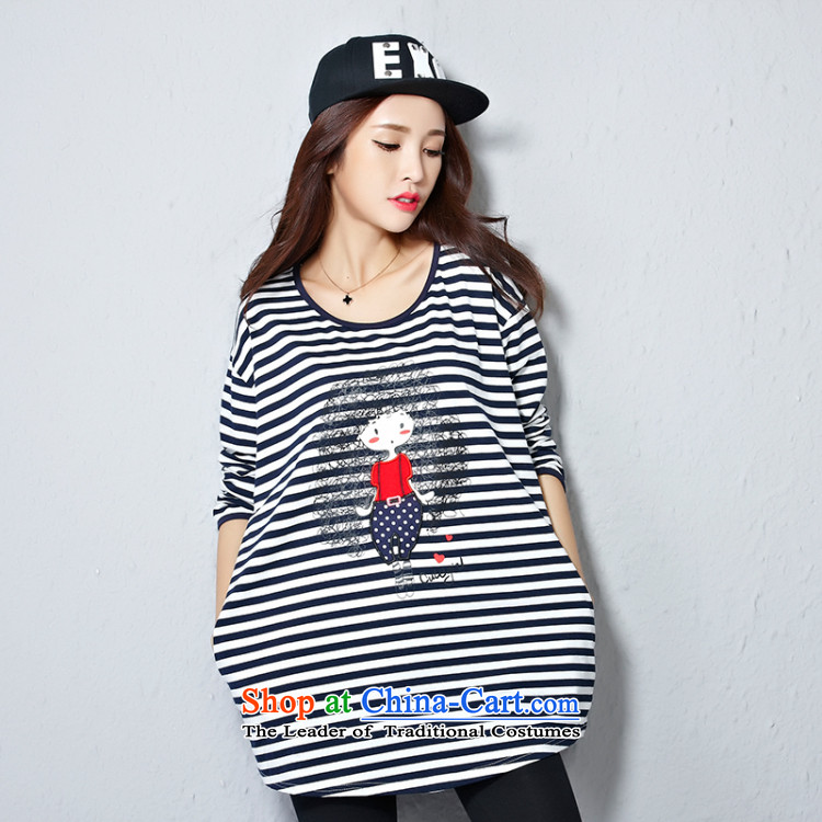 O Ya-ting Korean Version to increase women's code 2015 autumn and winter, forming the basis of new clothes in thin graphics mm thick long long-sleeved shirt female Striped Tee 2550 Royal Blue XL 165-200 recommends that you catty picture, prices, brand platters! The elections are supplied in the national character of distribution, so action, buy now enjoy more preferential! As soon as possible.