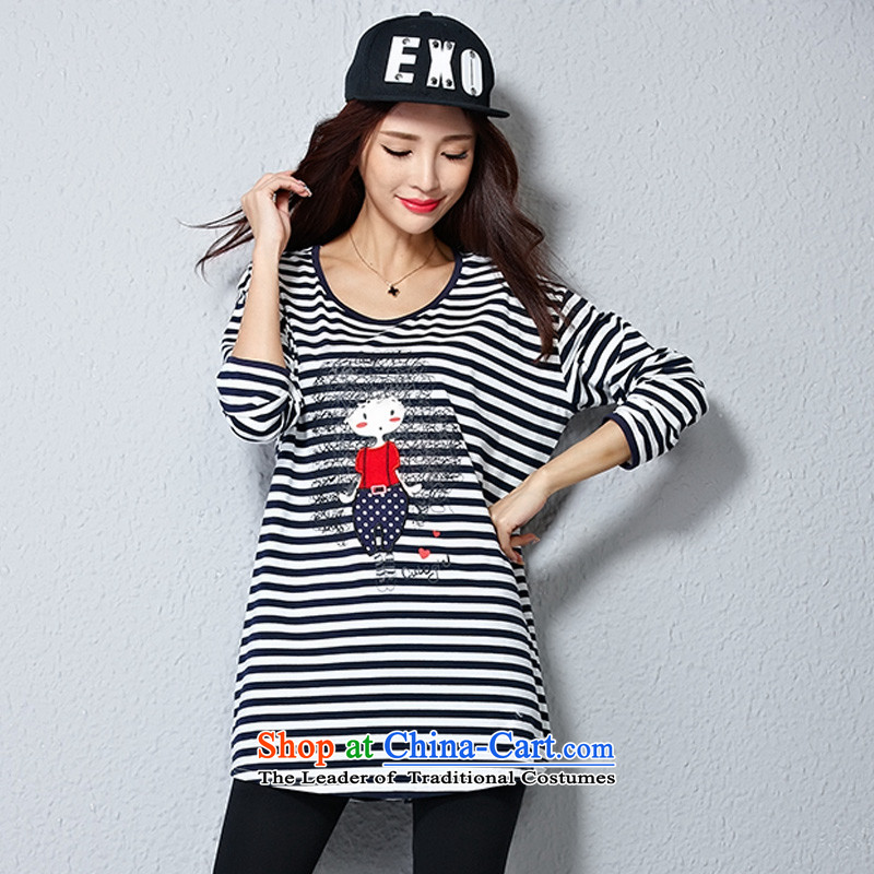 O Ya-ting Korean Version to increase women's code 2015 autumn and winter, forming the basis of new clothes in thin graphics mm thick long long-sleeved shirt female Striped Tee 2550 Royal Blue XL 165-200 recommends that you, O Jacob aoyating Ting () , , , shopping on the Internet