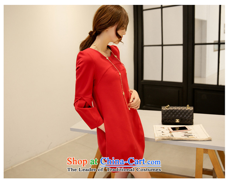 Nz Charlene Choi 2015 Fall/Winter Collections new Korean long-sleeved temperament in Sau San forming the long skirt larger women 9883 red color pictures, prices, XXXL brand platters! The elections are supplied in the national character of distribution, so action, buy now enjoy more preferential! As soon as possible.
