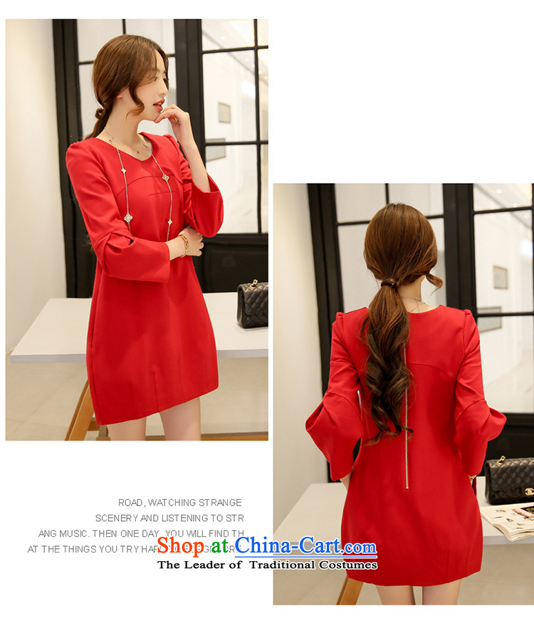 Nz Charlene Choi 2015 Fall/Winter Collections new Korean long-sleeved temperament in Sau San forming the long skirt larger women 9883 red color pictures, prices, XXXL brand platters! The elections are supplied in the national character of distribution, so action, buy now enjoy more preferential! As soon as possible.