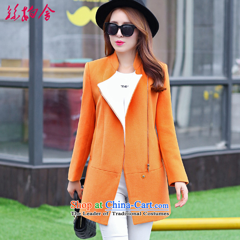 Population Pak homes in gross? coats of?autumn and winter 2015 new women's solid color jacket 036699   Gross? orange?M
