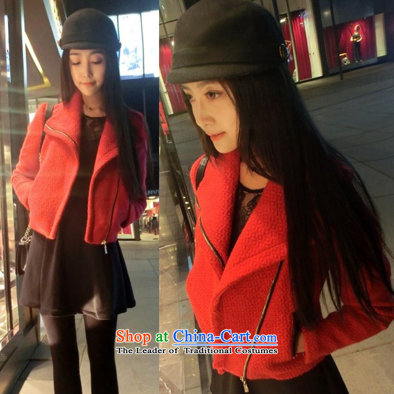 Dan Jie Shi 2015 autumn and winter new Korean gross wool jacket Ms.?   Leisure cashmere a wool coat small Y01 jacket , Red Bin Laden James (DANJIESHI) , , , shopping on the Internet