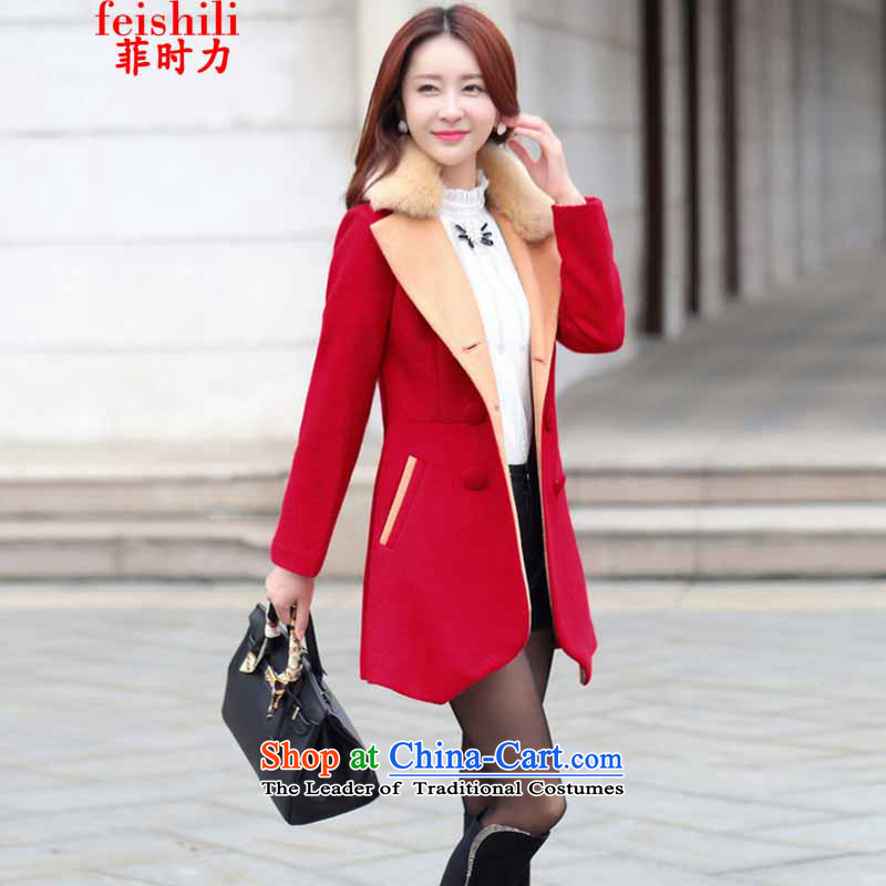 The Philippines, 2015 Fall/Winter Collections new Korean cloak Gross Gross for Ms. jacket is a sweet large coats of Sau San female red) , L, Rumsfeld when (feishili) , , , shopping on the Internet