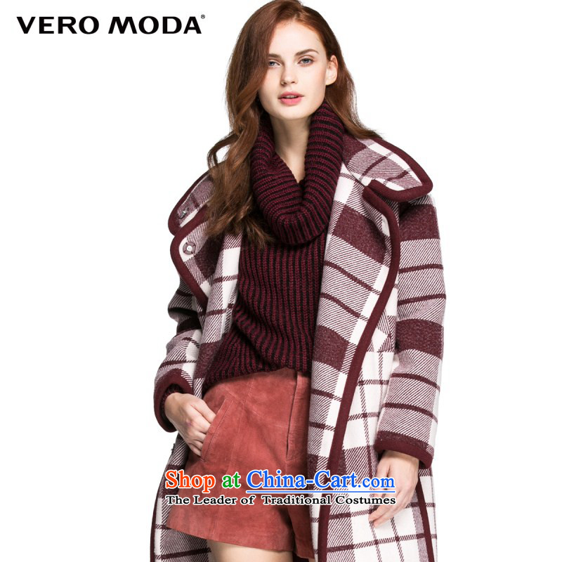 Vero moda thick crisp fabrics retro Plaid Print long coats |315327045 gross? 092160_80A_S Deep Violet