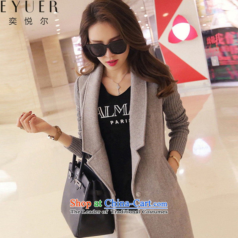 Eason Chan Yuet-2015 autumn and winter coats new gross? female Korean version thin a wool coat suit coats female 5580 gross?M Gray
