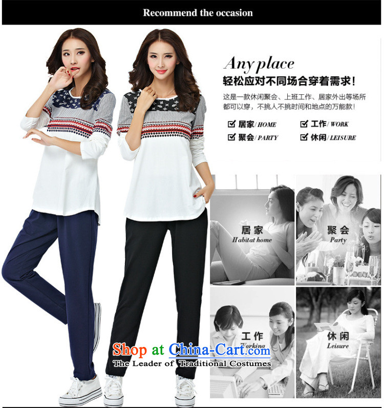 Morning to load the new 2015 autumn to increase women's code of ethnic stamp kit fat mm long-sleeved T-shirt pants and two piece leisure sports suits 2XL( recommendations 135-150 blue catty) Picture, prices, brand platters! The elections are supplied in the national character of distribution, so action, buy now enjoy more preferential! As soon as possible.