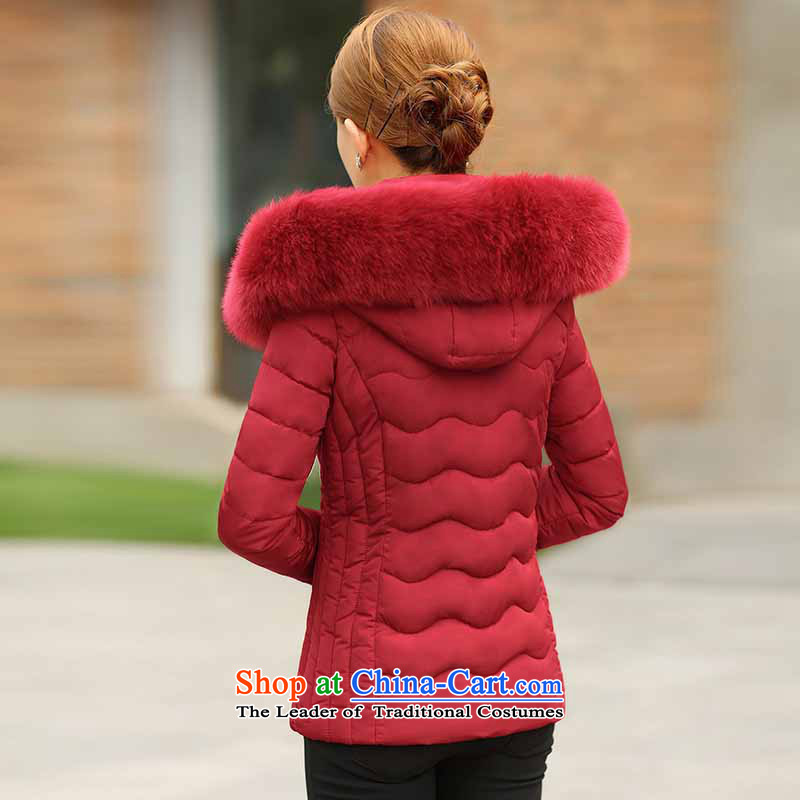 The sea route take the Korean version of gross collar cap loose candy colored winter conventional) thick warm coat 5A6044 large red sea route to spend.... 2XL, shopping on the Internet
