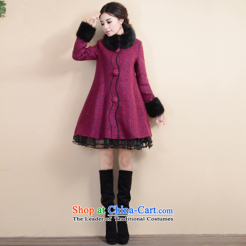 Fireworks ZY2015 hot new OSCE root autumn yarn spell a color jacket petticoats coats, wool? long thick complex Hui red noise?XL pre-sale