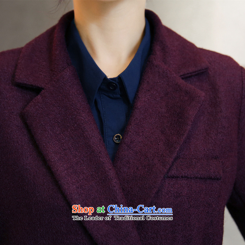 The beautiful followers of autumn and winter 2015 Women's new minimalist in double-long wool coat jacket business amenities that OL commuter wool coat purple , L, beautiful and believers shopping on the Internet has been pressed.