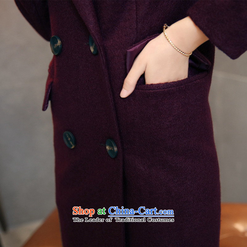 The beautiful followers of autumn and winter 2015 Women's new minimalist in double-long wool coat jacket business amenities that OL commuter wool coat purple , L, beautiful and believers shopping on the Internet has been pressed.