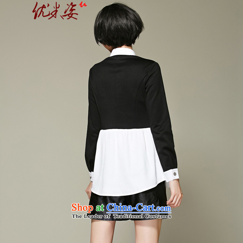 Optimize m Gigi Lai Package Mail C.o.d. autumn 2015, larger female thick mm diamond ornaments with autumn lapel spell receive waist forming the doll shirt leave two video thin black shirt 3XL recommendations 155-175, optimize umizi postures (m) , , , shop