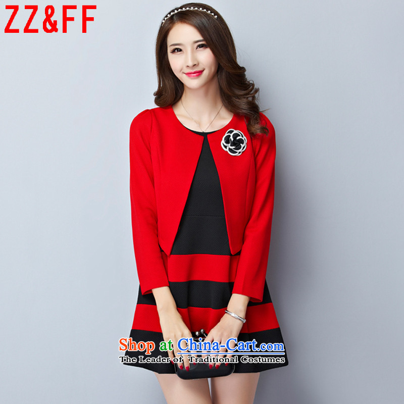 Install the latest Autumn 2015 Zz_ff_ larger female stylish Sau San vest skirt the jacket?TZ8088 two kits female?red?XXXXL