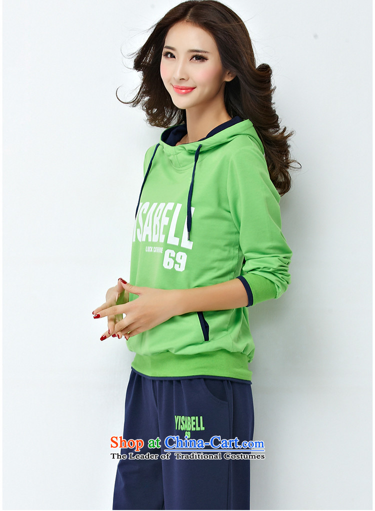 Szili Clinton to increase women's code 2015 new autumn and winter thick mm Mei long-sleeve sweater with cap kit leisure sports two kits trousers 200 catties large green-blue 5XL picture, prices, brand platters! The elections are supplied in the national character of distribution, so action, buy now enjoy more preferential! As soon as possible.