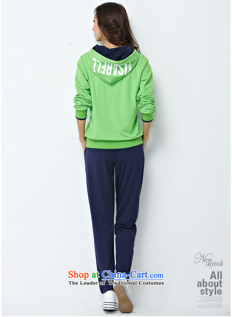 Szili Clinton to increase women's code 2015 new autumn and winter thick mm Mei long-sleeve sweater with cap kit leisure sports two kits trousers 200 catties large green-blue 5XL picture, prices, brand platters! The elections are supplied in the national character of distribution, so action, buy now enjoy more preferential! As soon as possible.