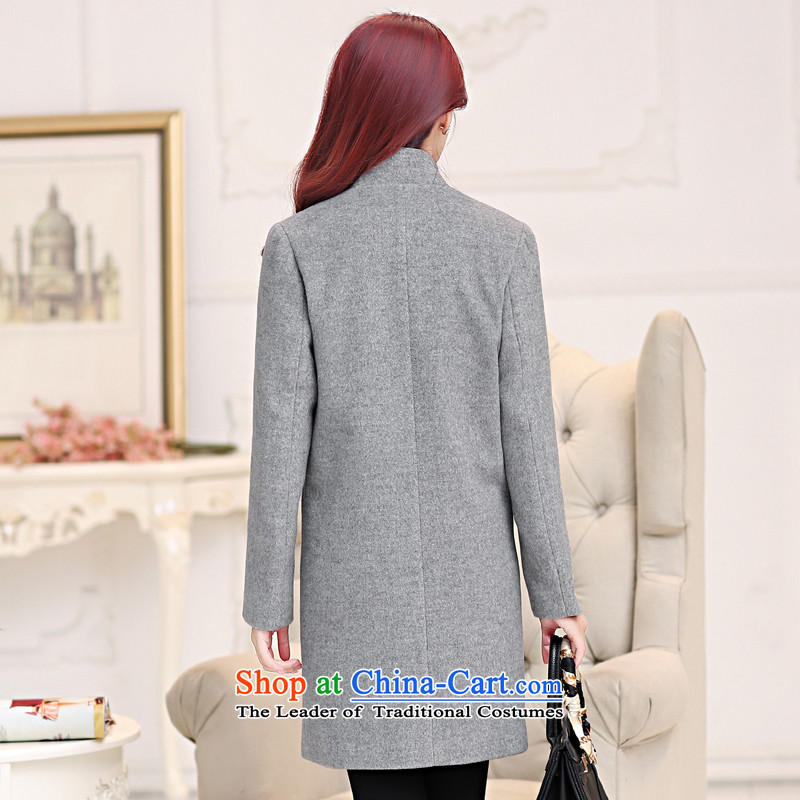 The OSCE overflew terrace 2015 Fall/Winter Collections new woolen coat female non-cashmere overcoat. Long stand collar Sau San Mao jacket single row deduction? female Gray L, Euro-coats overflew terrace shopping on the Internet has been pressed.