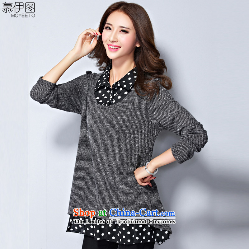 The Ituri large 2015 women fall to 200 Increase in the burden of Sau San video thin leave two shirt collar T-shirt shirt female gray XXXXL, Ituri has been pressed the on-line shopping