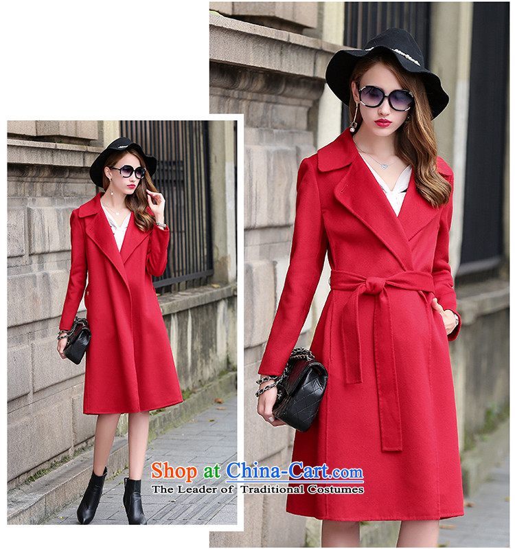 Moting The Ting 2015 autumn and winter new non-cashmere overcoat girl in long hand-made woolen high-end 2-sided female Korean? coats bay red L picture, prices, brand platters! The elections are supplied in the national character of distribution, so action, buy now enjoy more preferential! As soon as possible.
