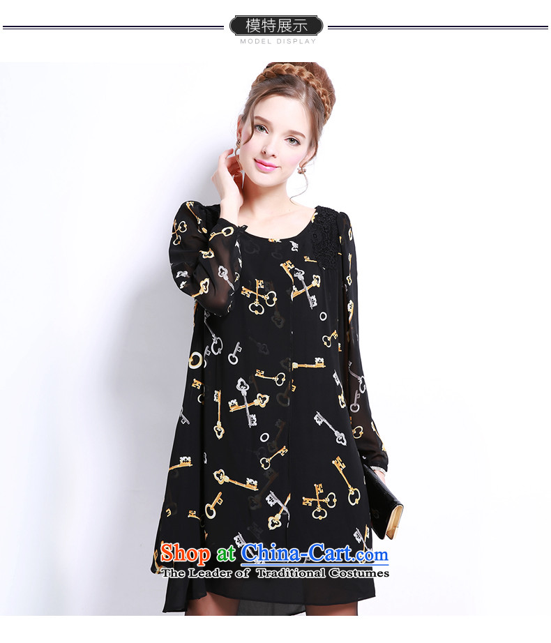 Shani flower, thick girls' Graphics thin, thick mm autumn replacing chiffon to increase the burden on large sister 200 Code women's dresses 2XL Photo Black 13,201 units, prices, brand platters! The elections are supplied in the national character of distribution, so action, buy now enjoy more preferential! As soon as possible.