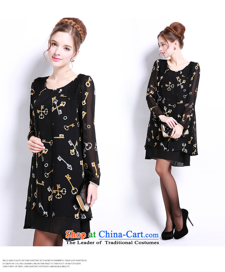 Shani flower, thick girls' Graphics thin, thick mm autumn replacing chiffon to increase the burden on large sister 200 Code women's dresses 2XL Photo Black 13,201 units, prices, brand platters! The elections are supplied in the national character of distribution, so action, buy now enjoy more preferential! As soon as possible.