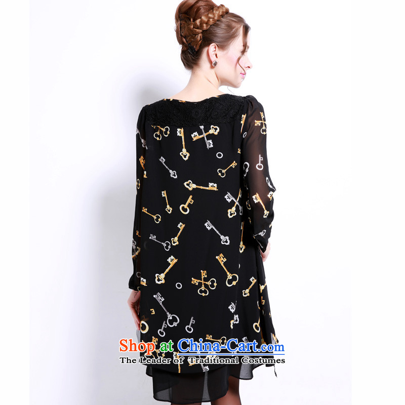 Shani flower, thick girls' Graphics thin, thick mm autumn replacing chiffon to increase the burden on large sister 200 Code women's dresses black 2XL, 13,201 units Shani Flower (D'oro) sogni shopping on the Internet has been pressed.