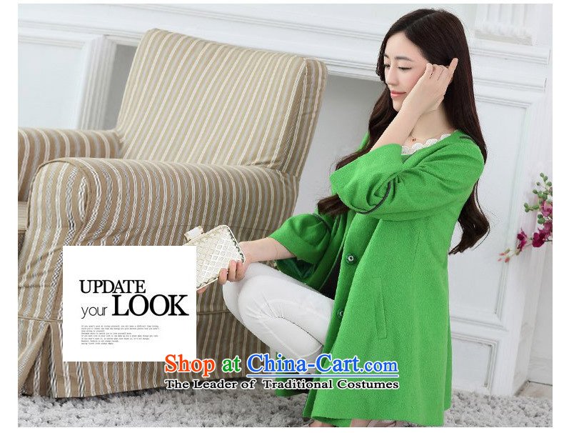 Joe customers new spring and autumn 2015 Women Korean sweet loose 9 to the leisure cuff wool coat girl in long?) cloak A green jacket XXL picture, prices, brand platters! The elections are supplied in the national character of distribution, so action, buy now enjoy more preferential! As soon as possible.