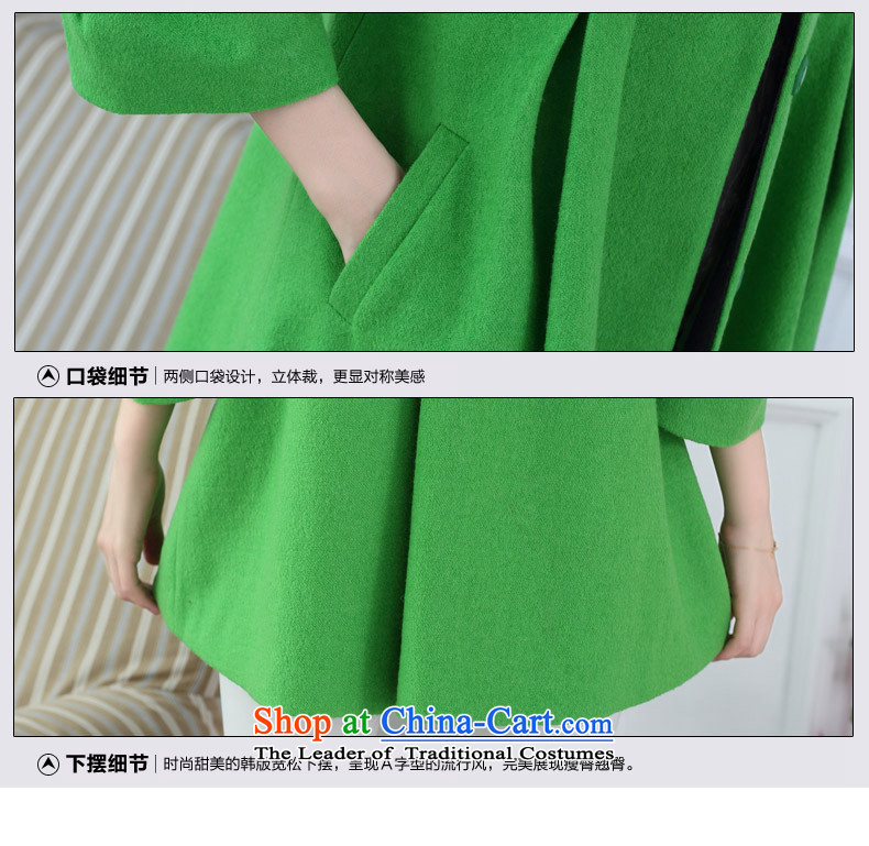 Joe customers new spring and autumn 2015 Women Korean sweet loose 9 to the leisure cuff wool coat girl in long?) cloak A green jacket XXL picture, prices, brand platters! The elections are supplied in the national character of distribution, so action, buy now enjoy more preferential! As soon as possible.