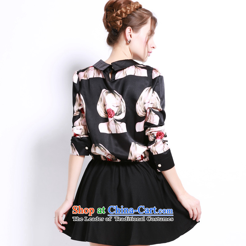 Shani flower of thick mm autumn, installation of new dresses 2015 Korean version of large code thick mm long-sleeved loose video thin dresses 13207 Black 4XL, shani flower sogni (D'oro) , , , shopping on the Internet