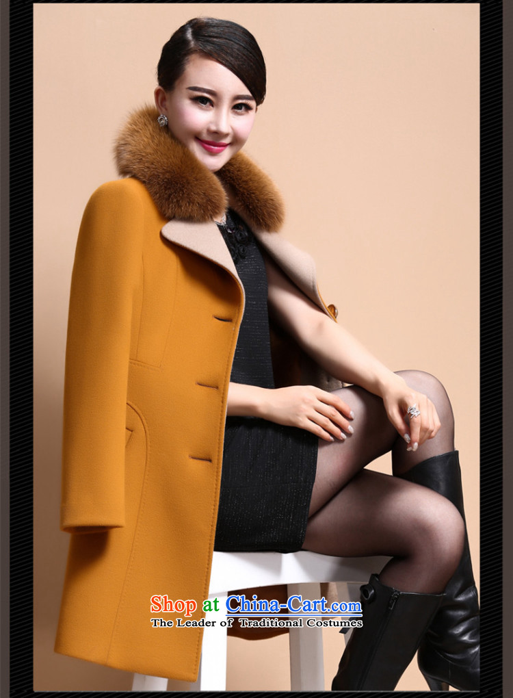 About the gross insult? 2015 new female jacket Fall/Winter Collections in long temperament a wool coat women's gross for $689.6 yellow jacket coat? XXXXL picture, prices, brand platters! The elections are supplied in the national character of distribution, so action, buy now enjoy more preferential! As soon as possible.