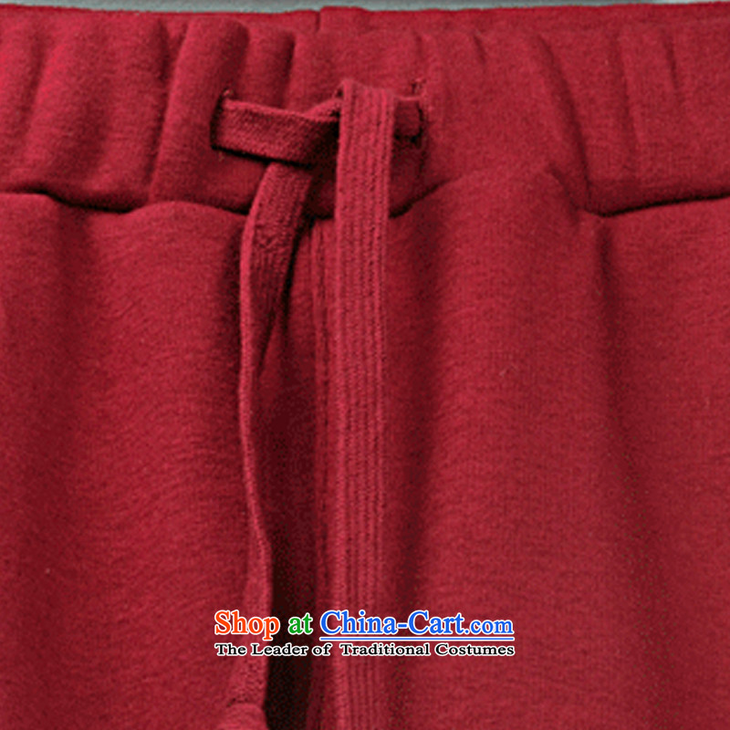 The officials of the fuseau larger ladies pants autumn and winter to increase the number of female casual pants thick mm thick wool pants plus Harun trousers 5XL wine red 180-200, the turbid fuseau shopping on the Internet has been pressed.
