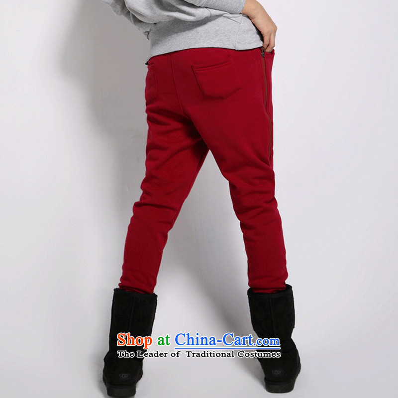 The officials of the fuseau larger ladies pants autumn and winter and casual pants zipper thick wool decorated to xl sport trousers Harun trousers wine red XL, Fuseau Mano turbid , , , shopping on the Internet