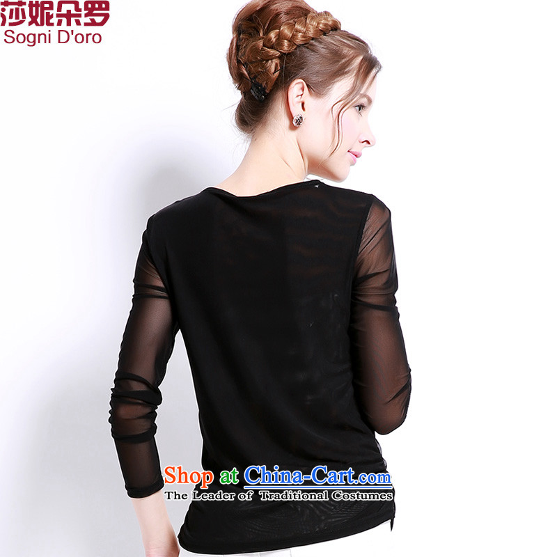 Shani flower, thick sister long-sleeved T-shirt with ventricular hypertrophy code female fitting new autumn 2015 Installation 200 catties, forming the Netherlands shirt black 5XL, 13,210 belonging Shani Flower (D'oro) sogni shopping on the Internet has be