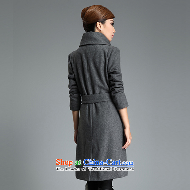 The  2015 large relaxd friendly Korean girl in thick long lapel gross? autumn and winter coats jacket    , gray, L, land with , , , shopping on the Internet