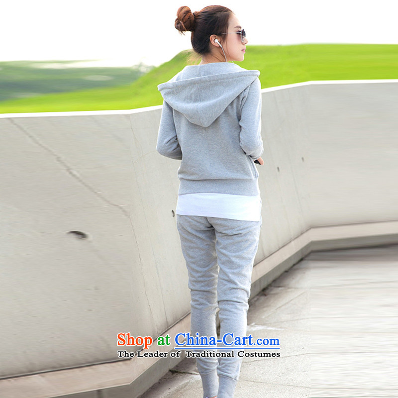 Create the  2015 autumn billion new Korean version of large numbers of ladies fashion sweater in Sau San lint-free sports wear casual three-piece set with light gray M billion GT8865 gymnastics shopping on the Internet has been pressed.