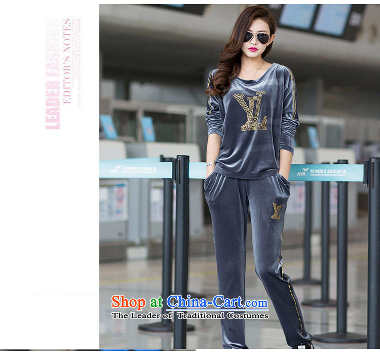 Adam Cheng No. 2015 Autumn 1342# new Korean large stylish package leisure large gold velour Sau San sportswear gray XXL picture, prices, brand platters! The elections are supplied in the national character of distribution, so action, buy now enjoy more preferential! As soon as possible.