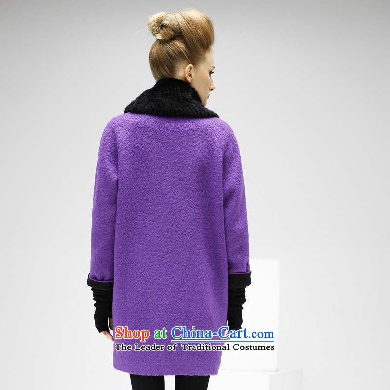 2015 Autumn and winter in COCOBELLA long loose side marker-woolen coat thick hair? CT112 female purple S,COCOBELLA,,, jacket shopping on the Internet