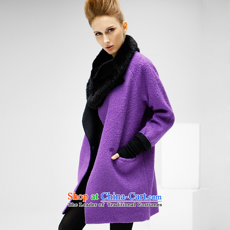 2015 Autumn and winter in COCOBELLA long loose side marker-woolen coat thick hair? CT112 female purple S,COCOBELLA,,, jacket shopping on the Internet