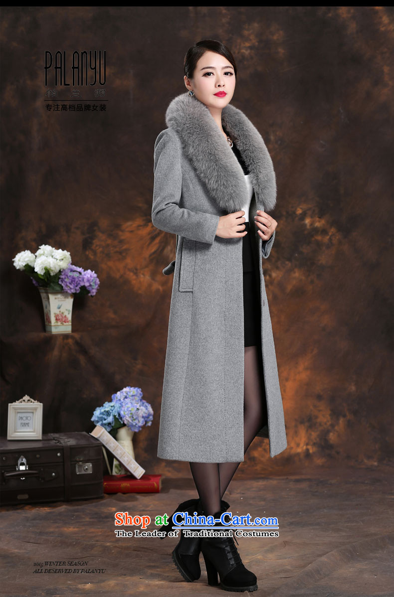 Palun Yu high integrity products really gross collar cashmere overcoat fox female 2015 winter clothing long wool woolen coat? 