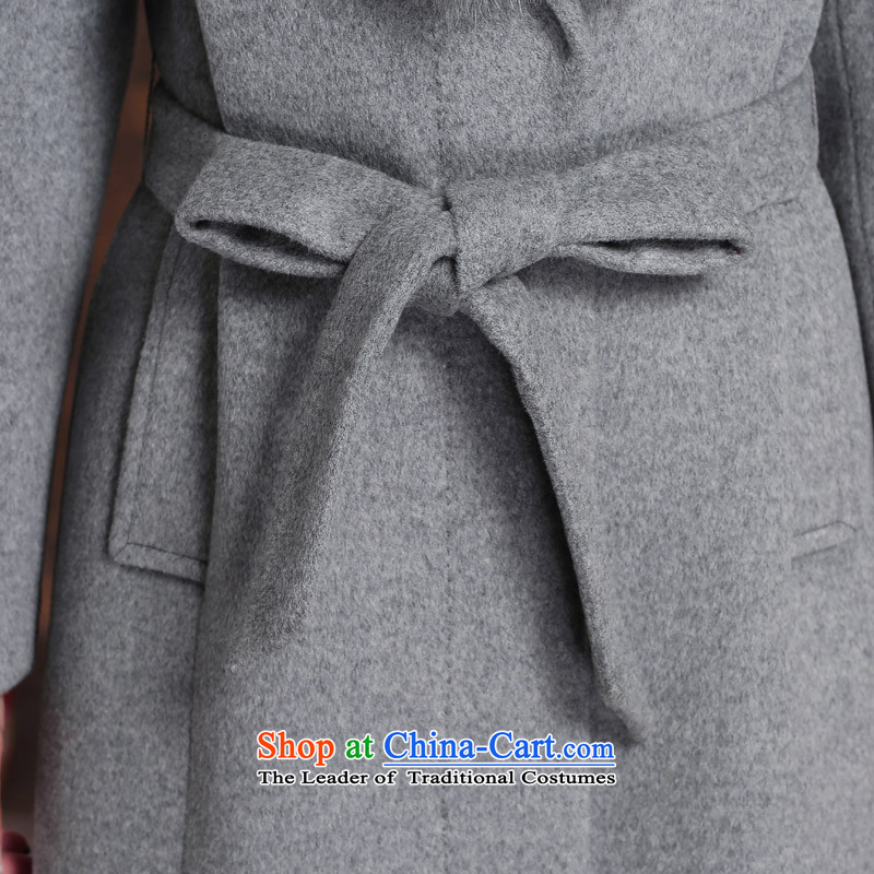 Palun Yu high integrity products really gross collar cashmere overcoat fox female 2015 winter clothing long wool woolen coat?   Graphics thin sent jacket S078 lap long light gray XL, Jimmy (palanyu parrain) , , , shopping on the Internet