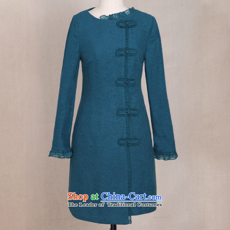 2015 WINTER of hot fireworks original female temperament retro long-sleeved pure colors Sau San Mao jacket coat it attacks are blue , fireworks ironing shopping on the Internet has been pressed.