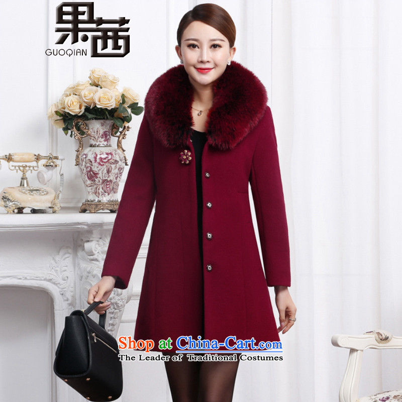 Mrs Ure 2015 Winter Fruit new moms with large middle-aged emulation Fox for gross long cashmere overcoat jacket coat women gross Sau San? 1197 wine red fruit GUOQIAN Lucy (L) , , , shopping on the Internet