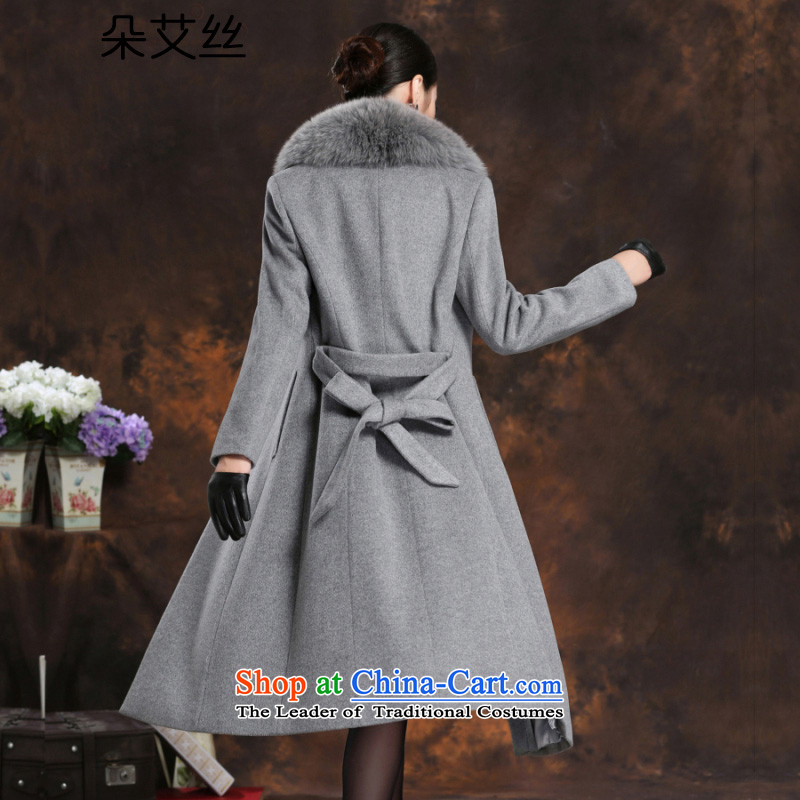 High-end really gross collar cashmere overcoat fox girl for winter 2015 NEW XL Sau San video thin woolen coat female autumn and winter-long hair? jacket light gray , L, flower HIV silk , , , shopping on the Internet
