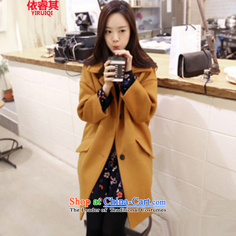 In accordance with the core of its 2015 autumn and winter new Korean version of Sau San? In gross jacket long a wool coat video thin coat female turmeric yellow M, in accordance with the jacket core its shopping on the Internet has been pressed.