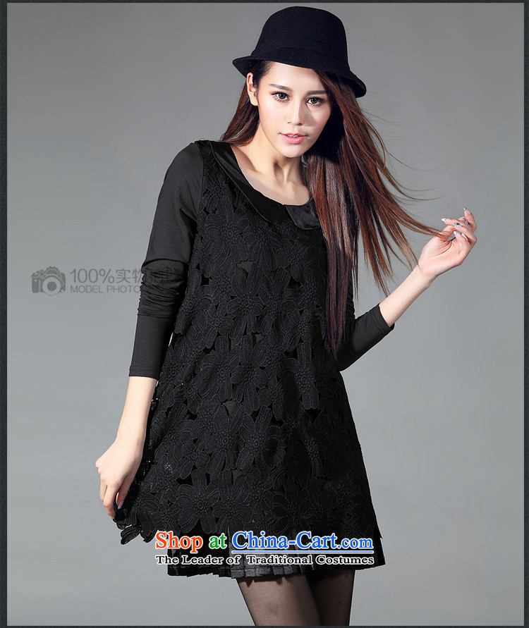 Morning to load the new 2015 Autumn Korean version of large numbers of ladies fashion doll wild collar engraving lace stitching leave two garment 4XL( black recommendations 165-180 charm catty) Picture, prices, brand platters! The elections are supplied in the national character of distribution, so action, buy now enjoy more preferential! As soon as possible.