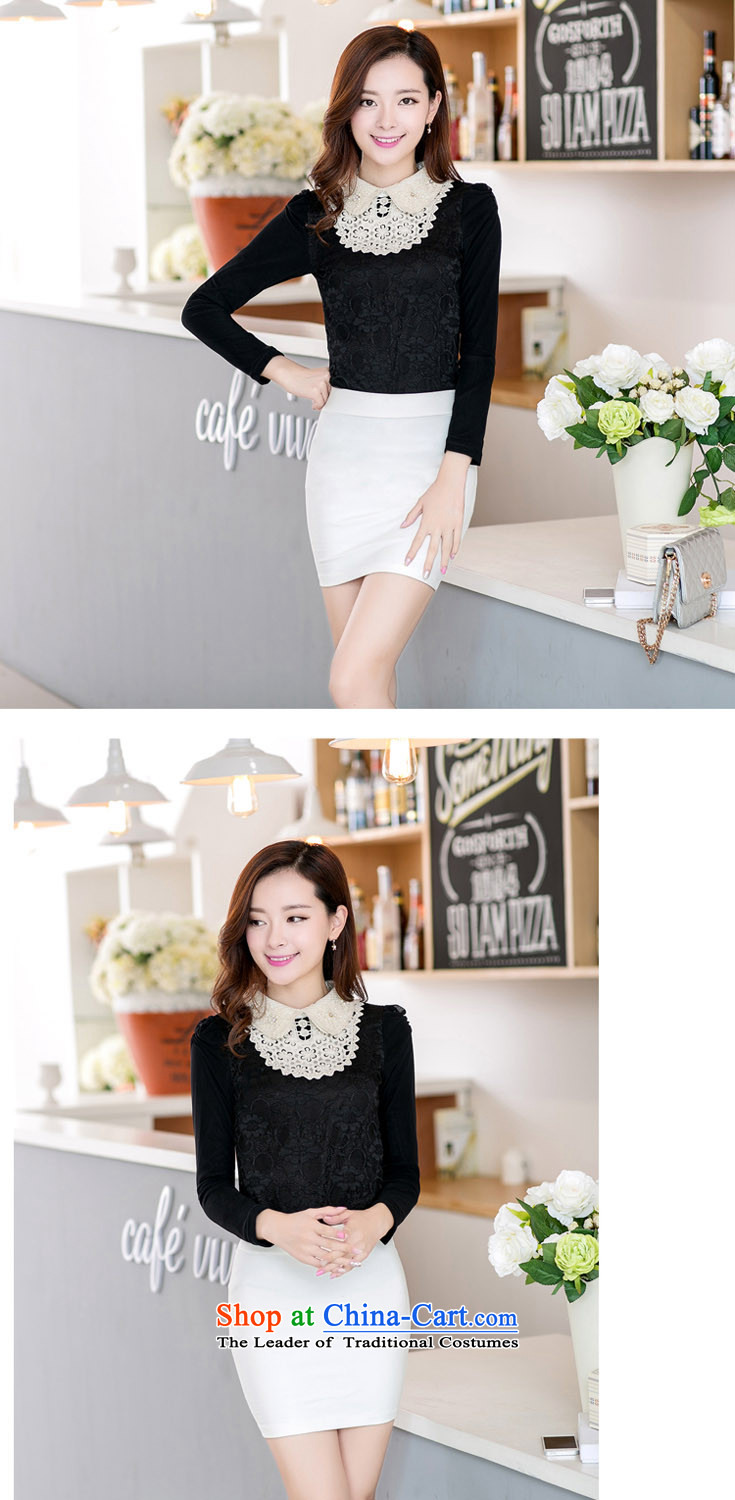 Create the  2015 autumn billion new Korean version of large numbers of female add lint-free thick dolls collar warm long-sleeved shirt G8876 forming the lace black XXL picture, prices, brand platters! The elections are supplied in the national character of distribution, so action, buy now enjoy more preferential! As soon as possible.